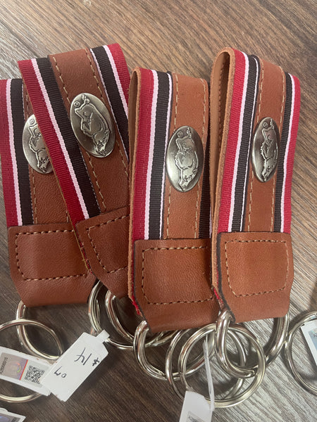 Collegiate Leather Key Chain with Concho