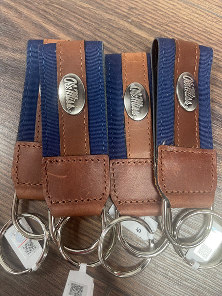 Collegiate Leather Key Chain with Concho