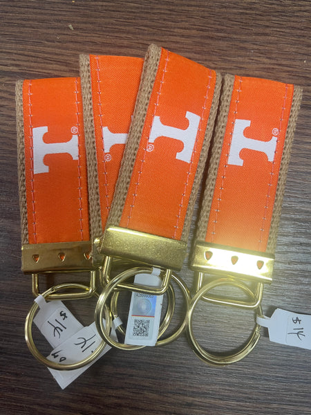 Collegiate Canvas Grosgrain Ribbon Keychain