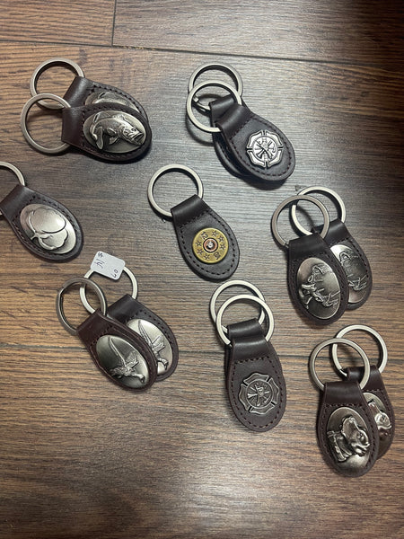 Leather Emblem Concho Keychain