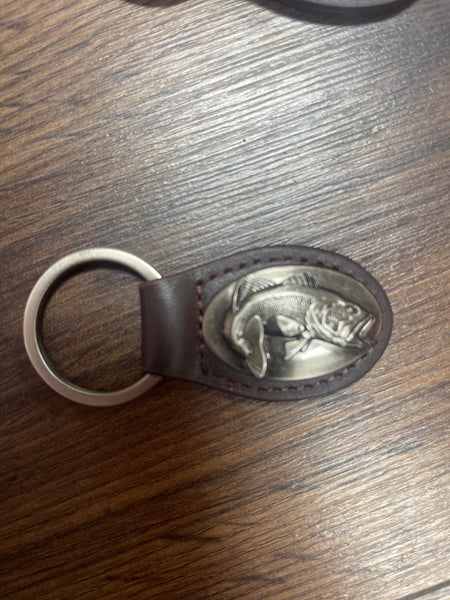 Leather Emblem Concho Keychain