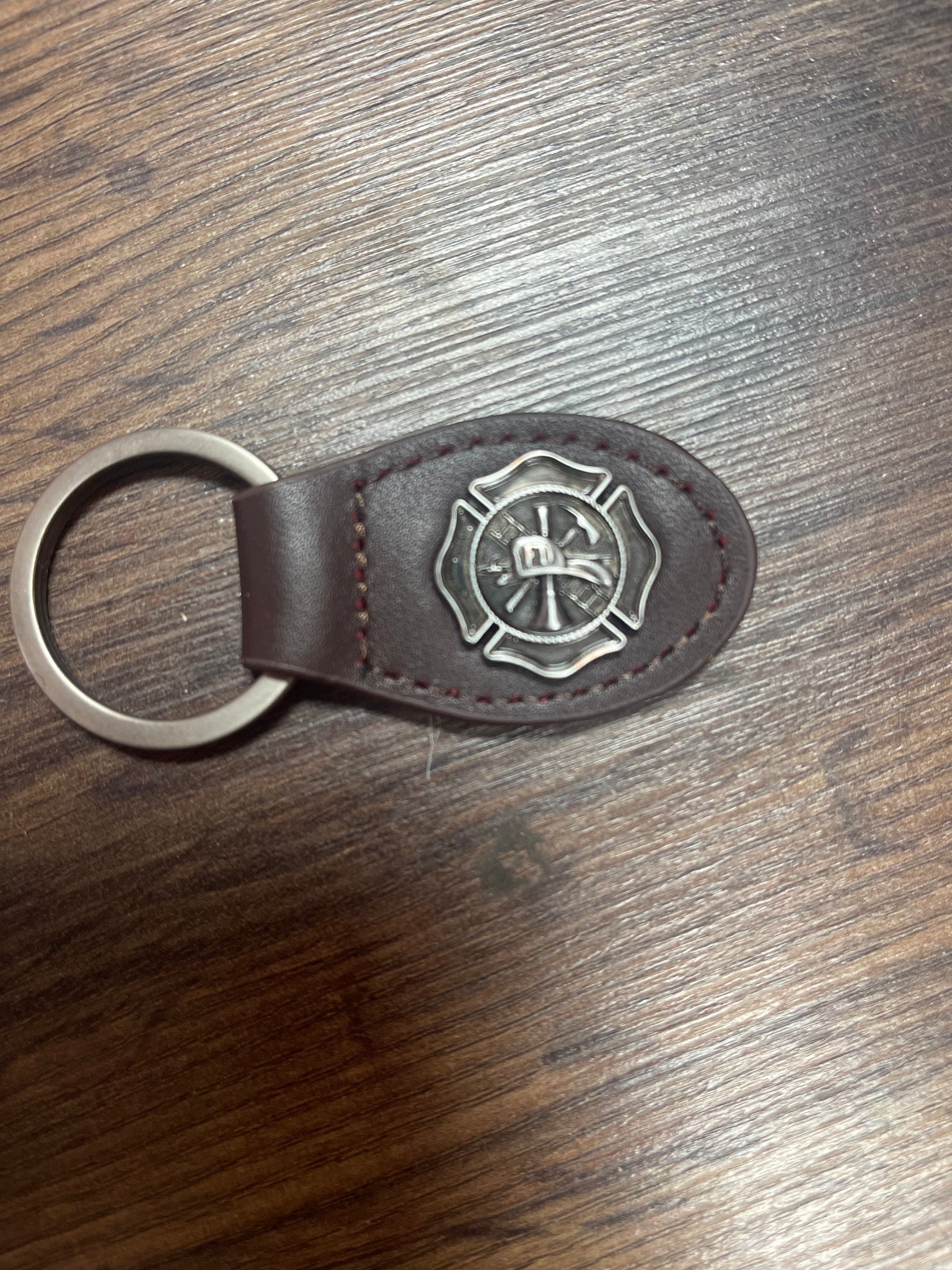 Leather Emblem Concho Keychain