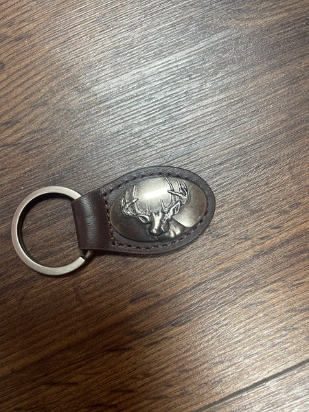 Leather Emblem Concho Keychain