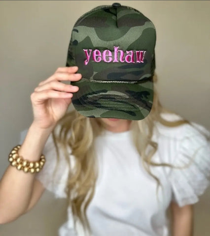 Camo Yeehaw Trucker Hat