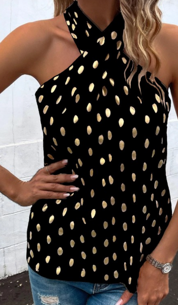 Gold Dot Halter Top