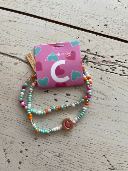 Kids Multi Bead Initial Bracelet