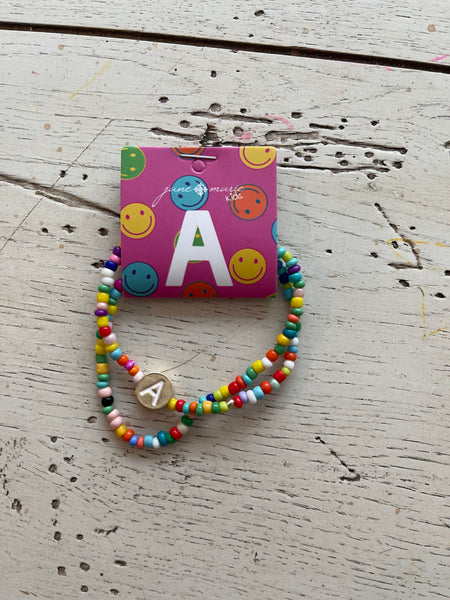 Kids Multi Bead Initial Bracelet