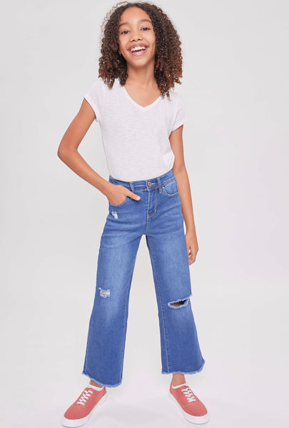 Girls Millie Wide Leg Fray Hem