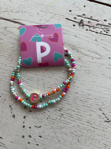 Kids Multi Bead Initial Bracelet