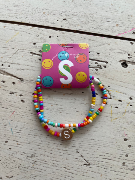 Kids Multi Bead Initial Bracelet
