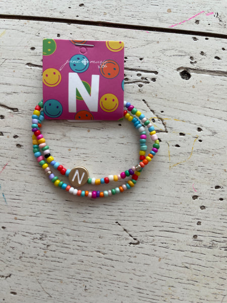 Kids Multi Bead Initial Bracelet