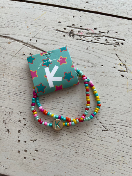 Kids Multi Bead Initial Bracelet