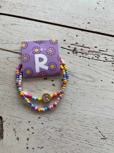 Kids Multi Bead Initial Bracelet