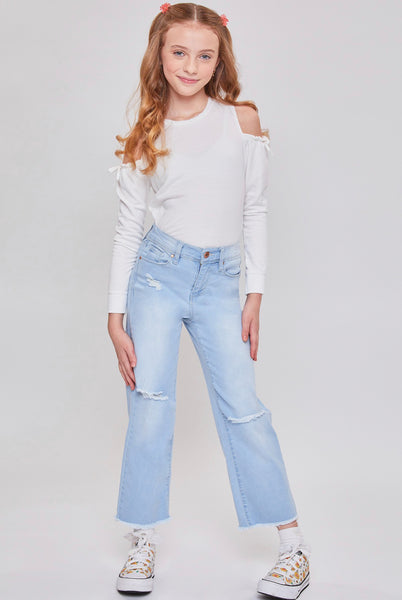 Girls Millie Wide Leg Fray Hem