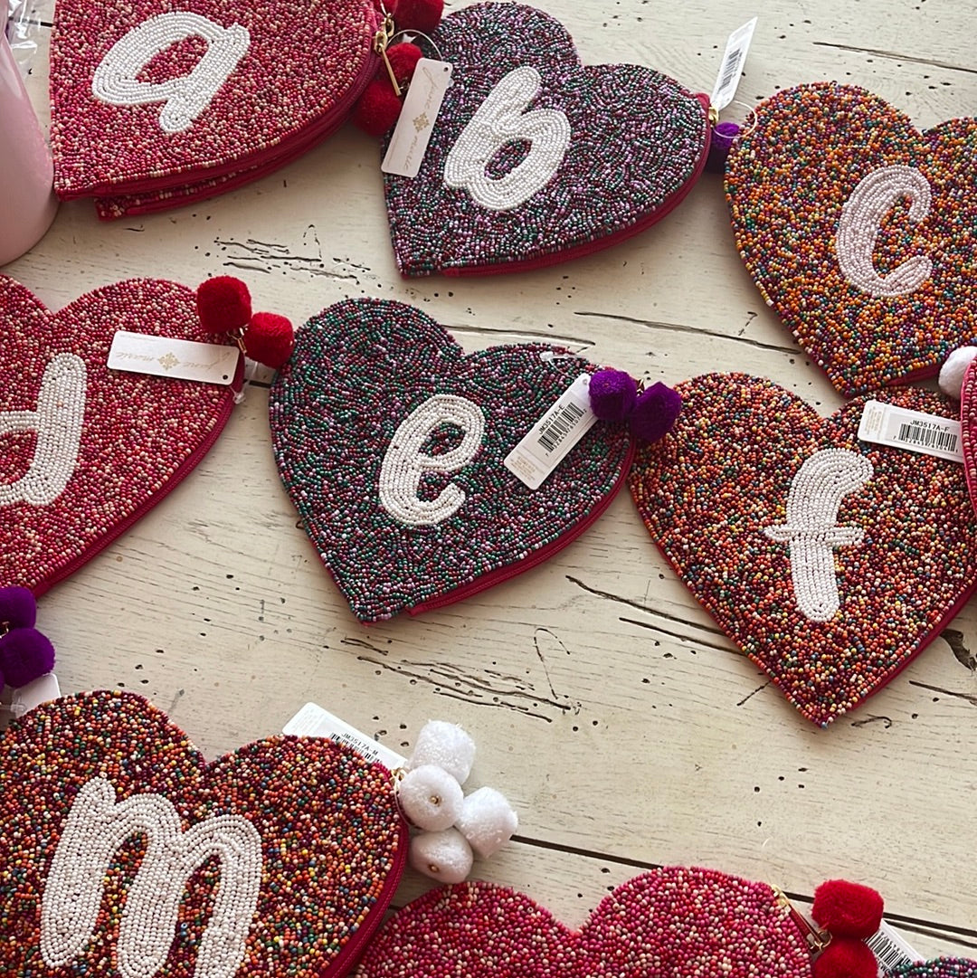Beaded Initial Pouch